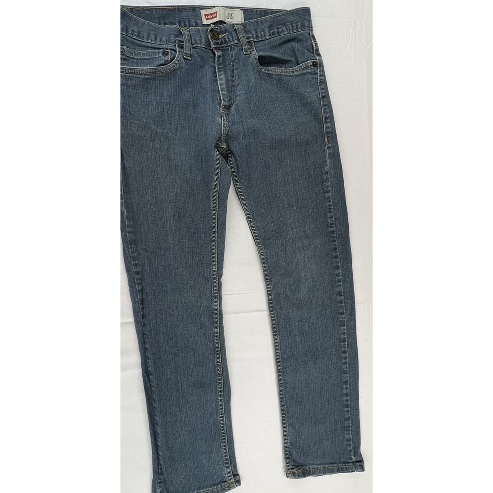 Levis 511 Boys Medium Wash Slim Fit Straight Leg Denim Blue Jeans 16 (28x28)